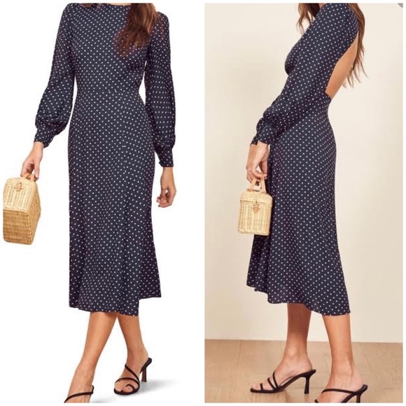 Reformation polka dot navy dress NWT - Picture 3 of 9